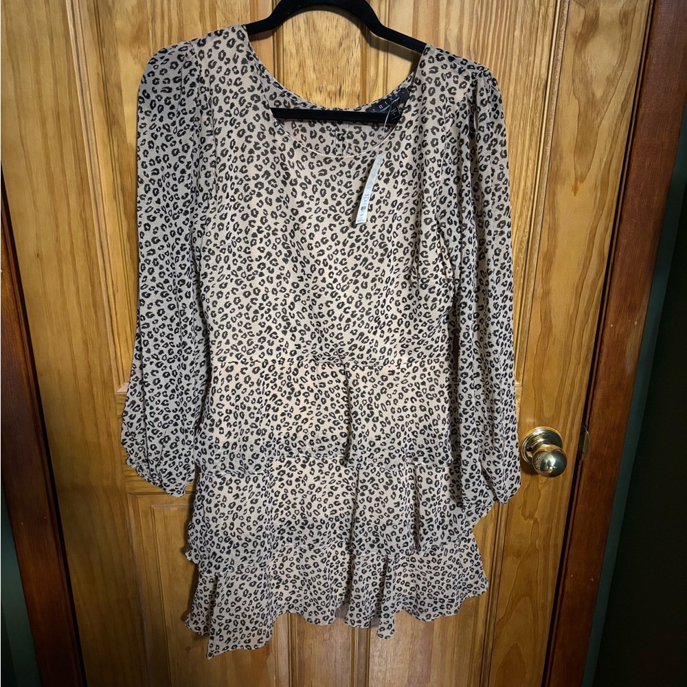 Francesca's Collections Tan Leopard Print Dress